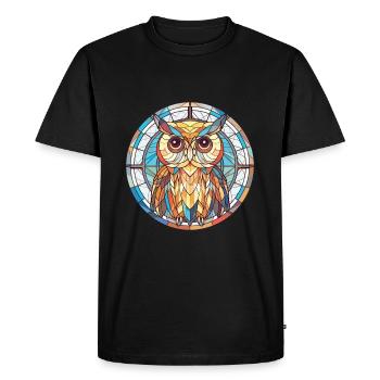 Hibou aquarelle colorée Animal animal de compagnie Illustration - T-shirt Premium bio Homme - noir - Devant - Nico (187cm)