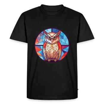 Hibou aquarelle colorée Animal animal de compagnie Illustration - T-shirt Premium bio Homme - noir - Devant - Nico (187cm)