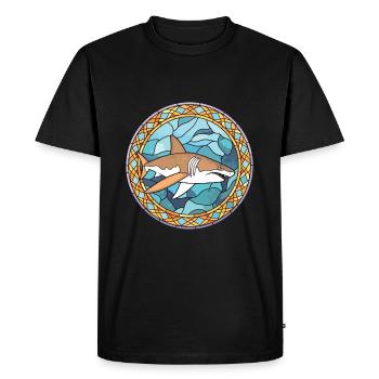 Shark Colorful Watercolor Animal Pet Illustration - Men's Premium Organic T-Shirt - black - Front - Nico (187cm)