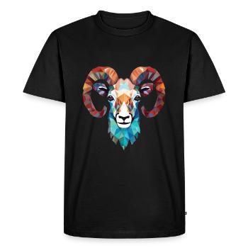 Mouflon d’Amérique coloré aquarelle Animal Cartoon - T-shirt Premium bio Homme - noir - Devant - Nico (187cm)