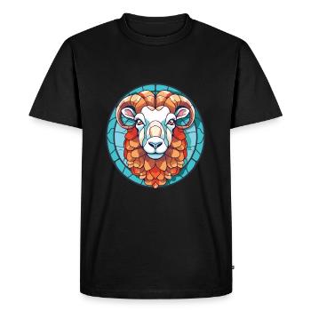 Sheep Colorful Watercolor Animal Pet Illustration - Men's Premium Organic T-Shirt - black - Front - Nico (187cm)