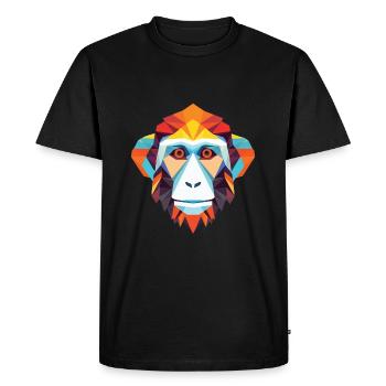 Singe Macaque Aquarelle Colorée Animal Cartoon - T-shirt Premium bio Homme - noir - Devant - Nico (187cm)