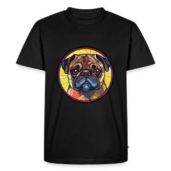 Carlin Aquarelle colorée Animal animal Illustration pour animaux de compagnie - T-shirt Premium bio Homme - noir - Devant - Nico (187cm)