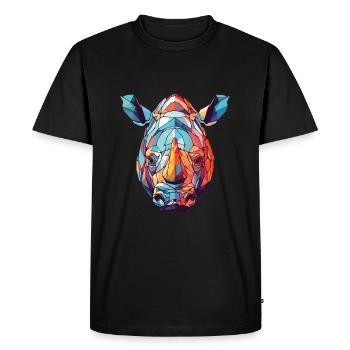 Rhinocéros aquarelle colorée Animal animal de compagnie Illustration - T-shirt Premium bio Homme - noir - Devant - Nico (187cm)