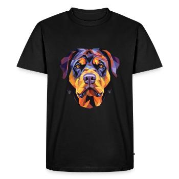Rottweiler Chien Aquarelle Colorée Animal Cartoon - T-shirt Premium bio Homme - noir - Devant - Nico (187cm)