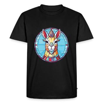 Lama Huanachus Aquarelle colorée Animal Cartoon - T-shirt Premium bio Homme - noir - Devant - Nico (187cm)