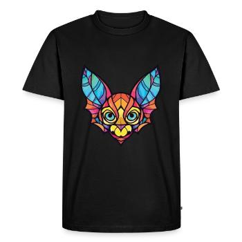 Bat Colorful Watercolor Animal Pet Illustration - Men's Premium Organic T-Shirt - black - Front - Nico (187cm)