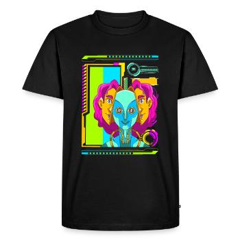 Cyberpunk Rétro Synthwave Futuriste - T-shirt Premium bio Homme - noir - Devant - Nico (187cm)