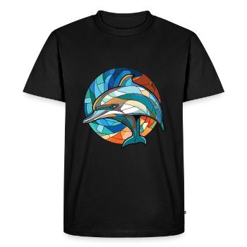 Dolphin Colorful Watercolor Animal Illustration - Men's Premium Organic T-Shirt - black - Front - Nico (187cm)
