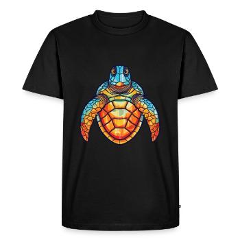 Tortue de mer aquarelle colorée illustration animale - T-shirt Premium bio Homme - noir - Devant - Nico (187cm)