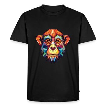 Monkey Colorful Watercolor Animal Pet Illustration - Men's Premium Organic T-Shirt - black - Front - Nico (187cm)