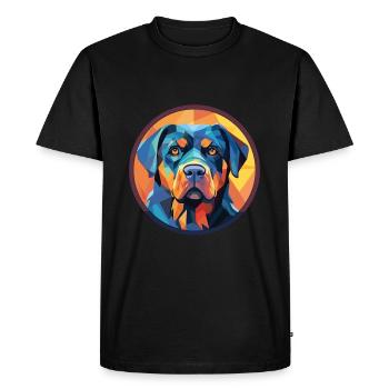 Rottweiler Chien Aquarelle Colorée Animal Cartoon - T-shirt Premium bio Homme - noir - Devant - Nico (187cm)