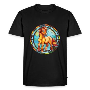 Poney Bébé Cheval Aquarelle Colorée Animal Cartoon - T-shirt Premium bio Homme - noir - Devant - Nico (187cm)