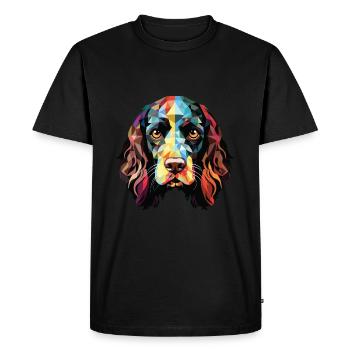 Alpine Spaniel Dog Breed Watercolor Illustration - Men's Premium Organic T-Shirt - black - Front - Nico (187cm)