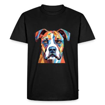 Bull Boxer Dog Breed Watercolor Glass Illustration - Men's Premium Organic T-Shirt - black - Front - Nico (187cm)