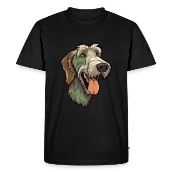 Irish Wolfhound Dog Breed Cartoon Kawaii Illustrat - Men's Premium Organic T-Shirt - black - Front - Nico (187cm)