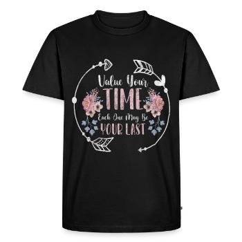 Time, Lifetime, Timeless - Men's Premium Organic T-Shirt - black - Front - Nico (187cm)