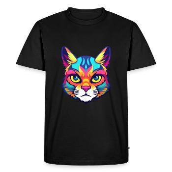 German Rex Cat Breed Watercolor Cartoon Kawaii Pet - Men's Premium Organic T-Shirt - black - Front - Nico (187cm)