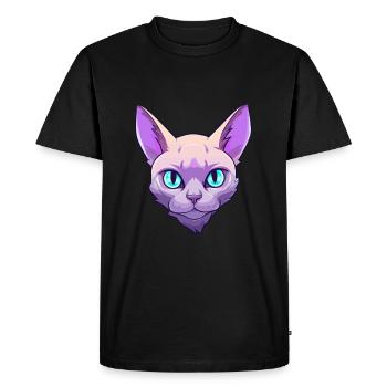 European Burmese Cat Watercolor Cartoon Kawaii - Men's Premium Organic T-Shirt - black - Front - Nico (187cm)
