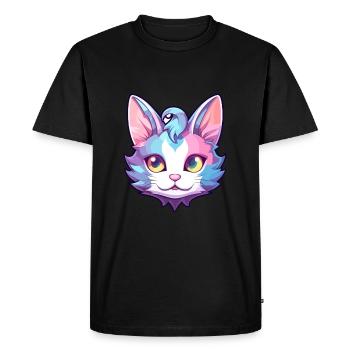 Devon Rex Cat Breed Watercolor Cartoon Kawaii Pet - Men's Premium Organic T-Shirt - black - Front - Nico (187cm)