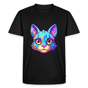 Chat polydactyle américain aquarelle dessin animé Kawaii - T-shirt Premium bio Homme - noir - Devant - Nico (187cm)