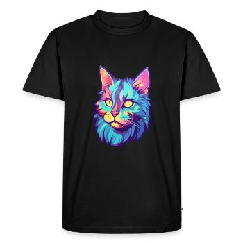 Américain Bobtail chat aquarelle dessin animé Kawaii - T-shirt Premium bio Homme - noir - Devant - Nico (187cm)