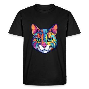 American Wirehair chat aquarelle dessin animé Kawaii - T-shirt Premium bio Homme - noir - Devant - Nico (187cm)