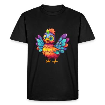 Poule Aquarelle Colorée Dessin Animé Kawaii Animal - T-shirt Premium bio Homme - noir - Devant - Nico (187cm)