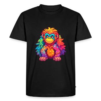 Orang-outan Aquarelle Colorée Dessin Animé Kawaii Anima - T-shirt Premium bio Homme - noir - Devant - Nico (187cm)