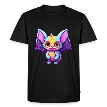 Bat Colorful Watercolor Cartoon Kawaii Animal - Men's Premium Organic T-Shirt - black - Front - Nico (187cm)