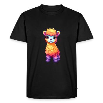 Alpaga Aquarelle Colorée Dessin Animé Kawaii Animal - T-shirt Premium bio Homme - noir - Devant - Nico (187cm)