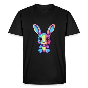 Lapin Aquarelle Colorée Dessin Animé Kawaii Animal - T-shirt Premium bio Homme - noir - Devant - Nico (187cm)