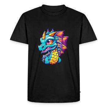 Dragon Aquarelle Colorée Dessin Animé Kawaii Animal - T-shirt Premium bio Homme - noir - Devant - Nico (187cm)