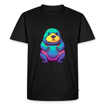 Mole Colorful Watercolor Cartoon Kawaii Animal - Men's Premium Organic T-Shirt - black - Front - Nico (187cm)