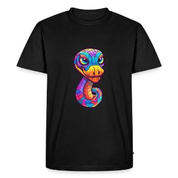 Cobra Aquarelle Colorée Dessin Animé Kawaii Animal - T-shirt Premium bio Homme - noir - Devant - Nico (187cm)