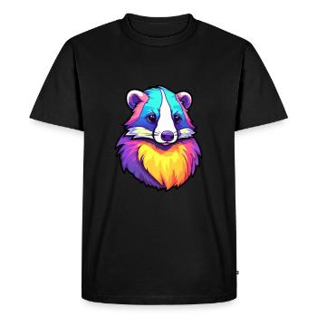 Blaireau Aquarelle Colorée Dessin Animé Kawaii Animal - T-shirt Premium bio Homme - noir - Devant - Nico (187cm)