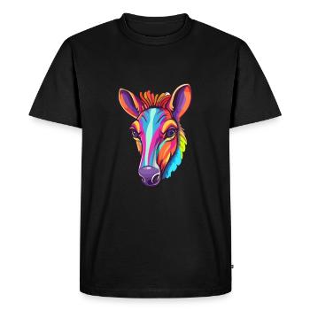 Okapi Colorful Watercolor Cartoon Kawaii Animal - Men's Premium Organic T-Shirt - black - Front - Nico (187cm)