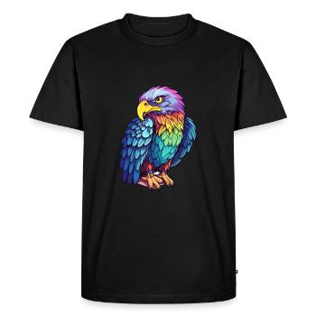 Aigle Aquarelle Colorée Dessin Animé Kawaii Animal - T-shirt Premium bio Homme - noir - Devant - Nico (187cm)