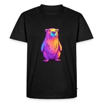 Capybara Colorful Watercolor Cartoon Kawaii Animal - Men's Premium Organic T-Shirt - black - Front - Nico (187cm)