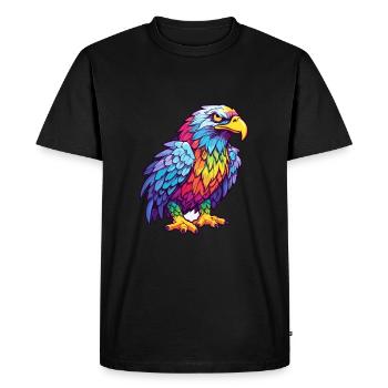 Aigle Aquarelle Colorée Dessin Animé Kawaii Animal - T-shirt Premium bio Homme - noir - Devant - Nico (187cm)