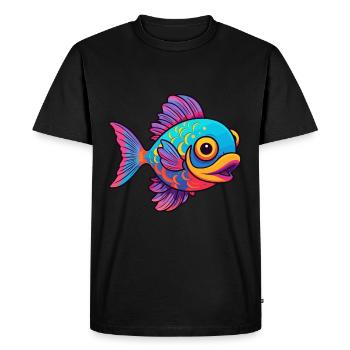Poisson Aquarelle Colorée Dessin Animé Kawaii Animal - T-shirt Premium bio Homme - noir - Devant - Nico (187cm)
