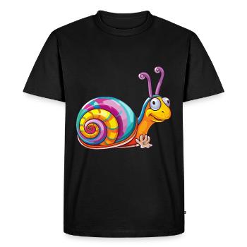 Escargot Aquarelle Colorée Dessin Animé Kawaii Animal - T-shirt Premium bio Homme - noir - Devant - Nico (187cm)
