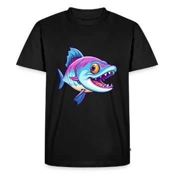 Barracuda Colorful Watercolor Cartoon Kawaii Anima - Men's Premium Organic T-Shirt - black - Front - Nico (187cm)