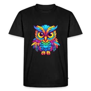 hibou coloré aquarelle dessin animé Kawaii Animal - T-shirt Premium bio Homme - noir - Devant - Nico (187cm)