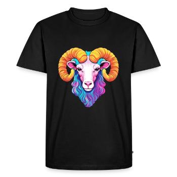Ram Colorful Watercolor Cartoon Kawaii Animal - Men's Premium Organic T-Shirt - black - Front - Nico (187cm)