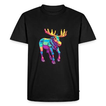 Moose Colorful Watercolor Cartoon Kawaii Animal - Men's Premium Organic T-Shirt - black - Front - Nico (187cm)
