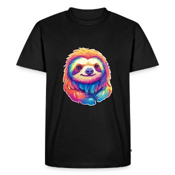 Paresseux coloré aquarelle dessin animé kawaii Animal - T-shirt Premium bio Homme - noir - Devant - Nico (187cm)