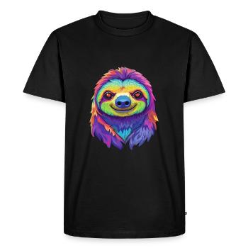 Paresseux coloré aquarelle dessin animé kawaii Animal - T-shirt Premium bio Homme - noir - Devant - Nico (187cm)
