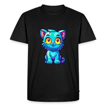 Chat Aquarelle Colorée Dessin Animé Kawaii Animal - T-shirt Premium bio Homme - noir - Devant - Nico (187cm)