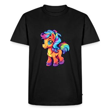 Ponny Aquarelle Colorée Dessin Animé Kawaii Animal - T-shirt Premium bio Homme - noir - Devant - Nico (187cm)